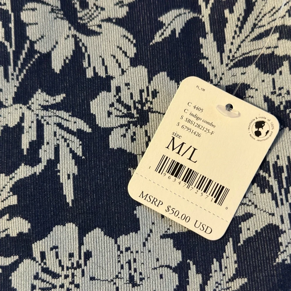 Free People Printed Clean Lines Blue Floral Print Sleeveless Bodysuit - Picture 6 of 6